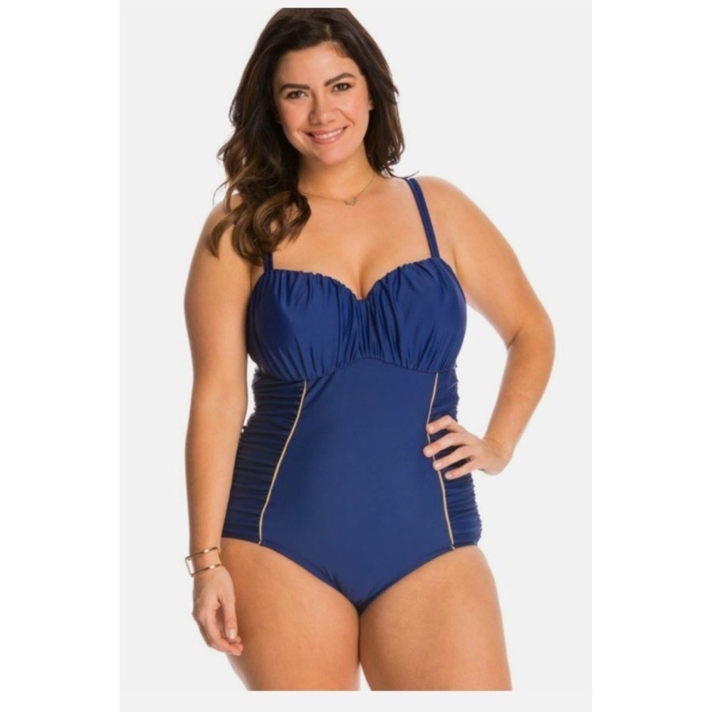 Jessica Simpson Plus Size 1X Sweet Sailor Underwire Swim Bathing Suit‎ Slimming